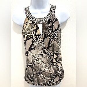 INC International Concepts Snake Print Embellished Tank Top / NEW!